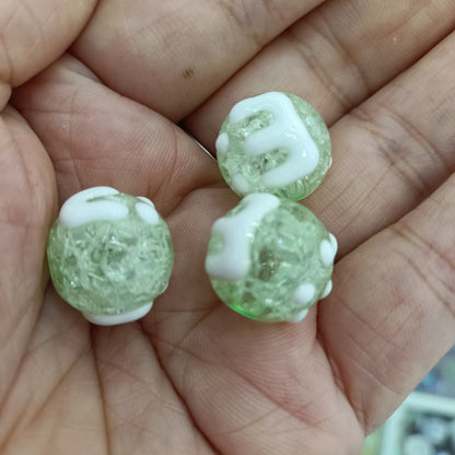Hand Painted Round Acrylic Beads 16mm Crackle Texture 100pcs 8
