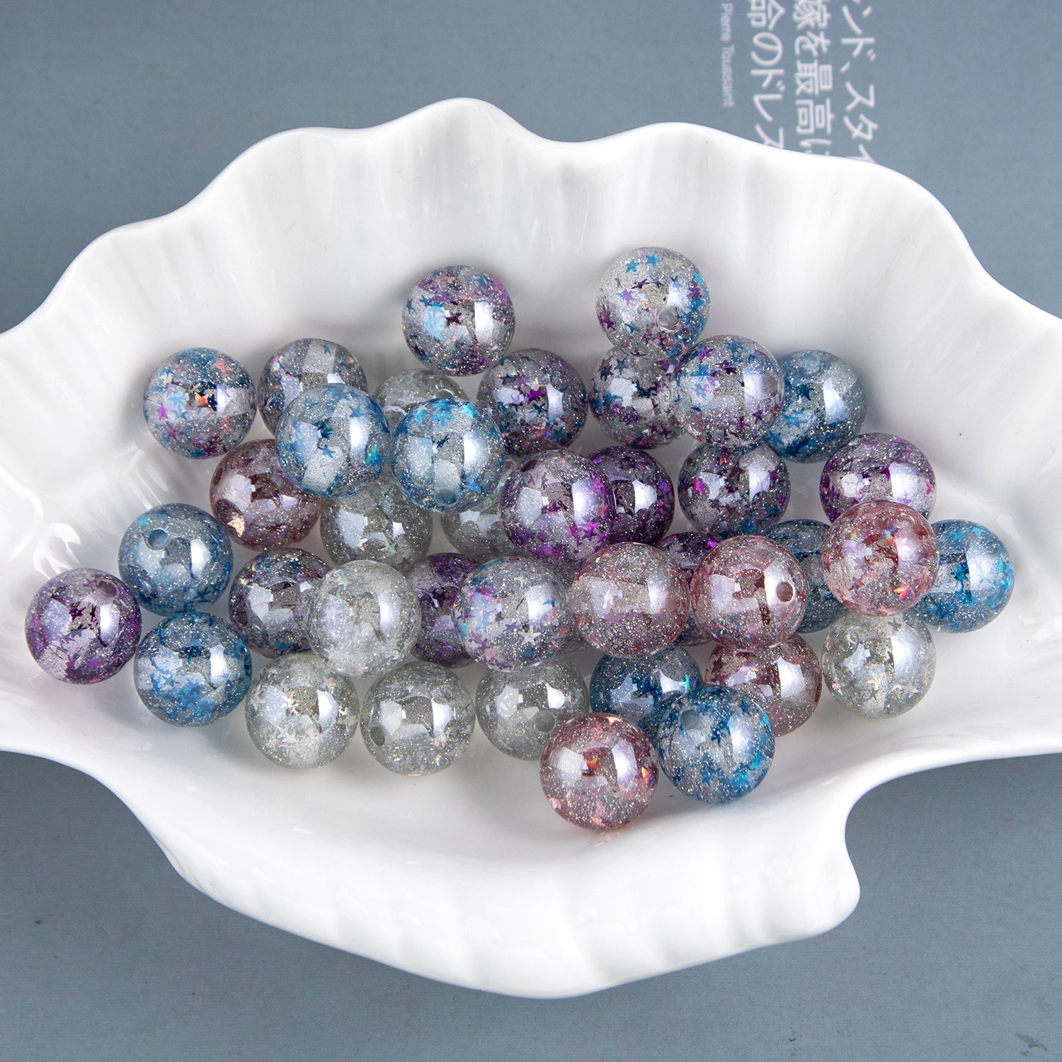Shimmer Starry Resin Beads 16mm Round Multicolor 10pcs 2