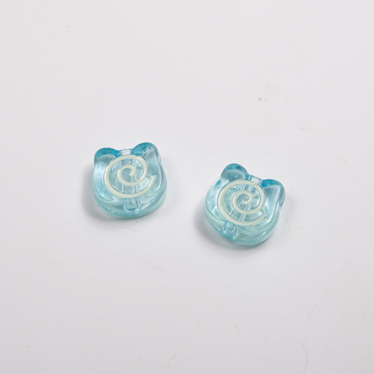 Clear Bear Biscuit Acrylic Beads 12mm Translucent Swirl 50pcs 10