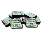 Silicone Focal Beads The Good News Layered Text Mint Green 20pcs 3
