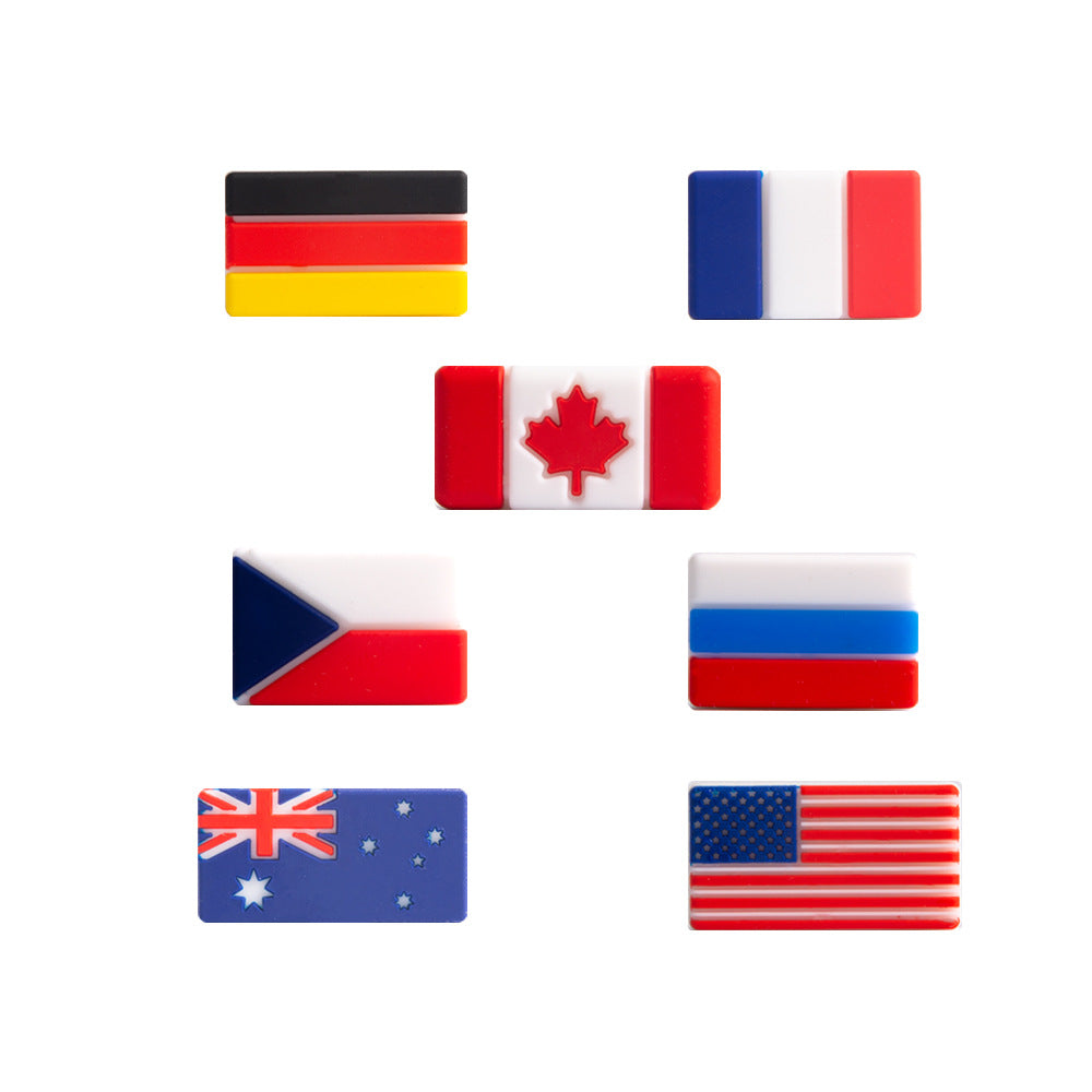 Silicone Focal Beads National Flag Rectangular Design 20pcs 4