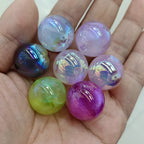 Glitter Bubblegum Beads 20mm Plating Shimmer Iridescent Pastel 50pcs