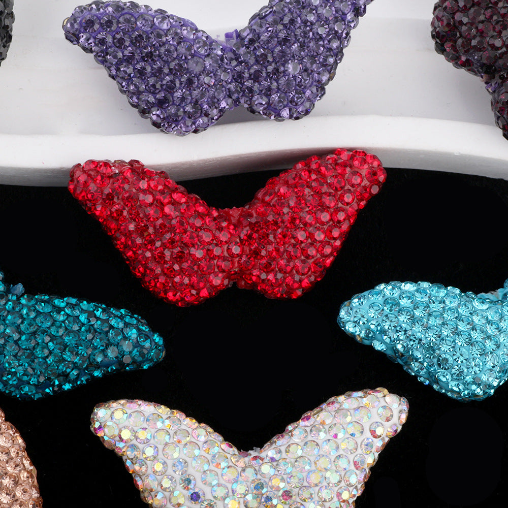 Polymer Clay Wing Rhinestone Beads 37mm Full Rhinestone Pave 6pcs 2