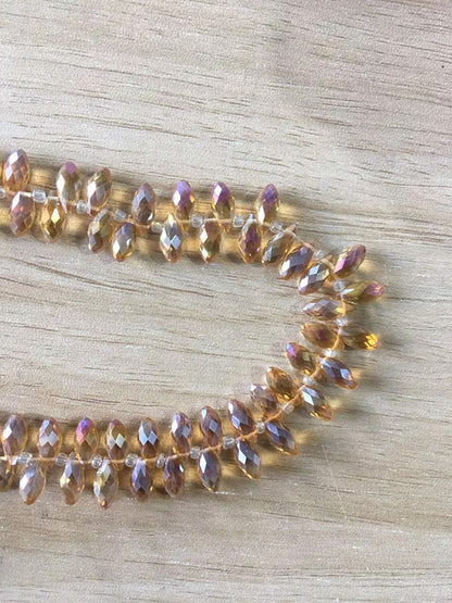Water Drop Electroplated Glass Beads 6x12mm Transparent Faceted 95pcs 18