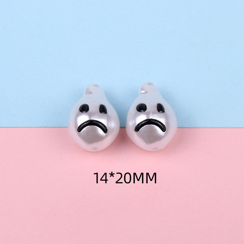 Hand Painted Cartoon Pattern Pearlized Acrylic Beads ABS Plastic 10pcs 20