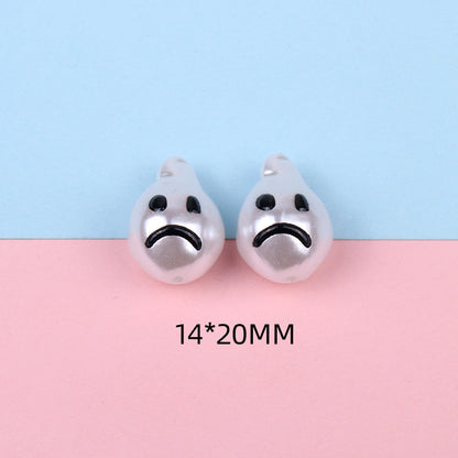 Hand Painted Cartoon Pattern Pearlized Acrylic Beads ABS Plastic 10pcs 20