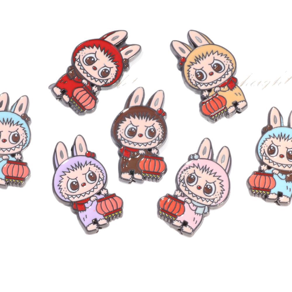 Lantern Metal Beads 24mm Colorful Enamel Bunny Holding 10pcs 5