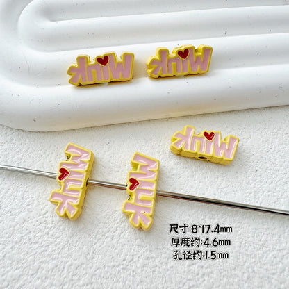 Crown and Wink Metal Beads 13mm Glossy Pastel Painted Alloy 10pcs 14