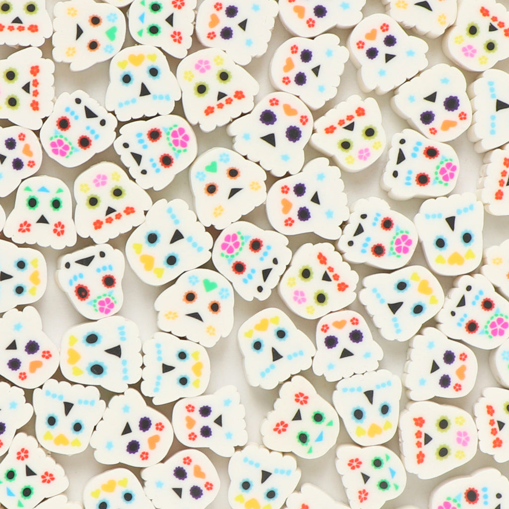 Halloween Ghost Clay Beads 9mm Colorful Floral Heart Design 100pcs