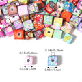 Splash Ink Pattern Acrylic Square Beads 12-14mm Colorful 20pcs 3