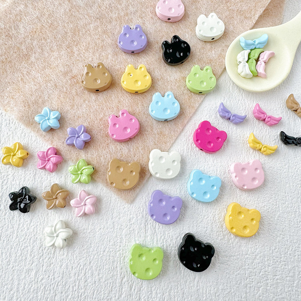Baking Painted Cheese Animal Metal Beads Whimsical Pastel Colors 20pcs 4