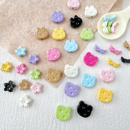 Baking Painted Cheese Animal Metal Beads Whimsical Pastel Colors 20pcs 4