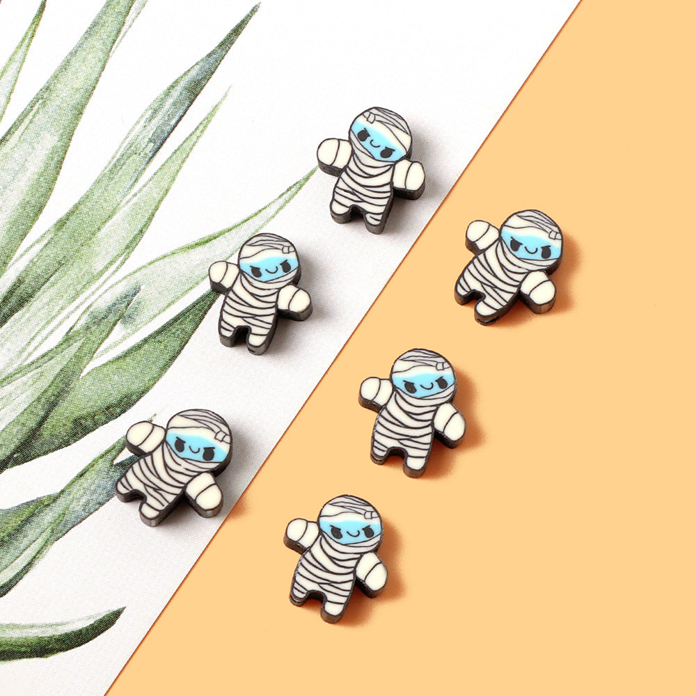 Halloween Mummy Clay Beads 10mm Polymer Cute Character 100pcs 3