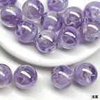 Shimmer Star Pattern Resin Round Beads 16mm Pink 10pcs 4