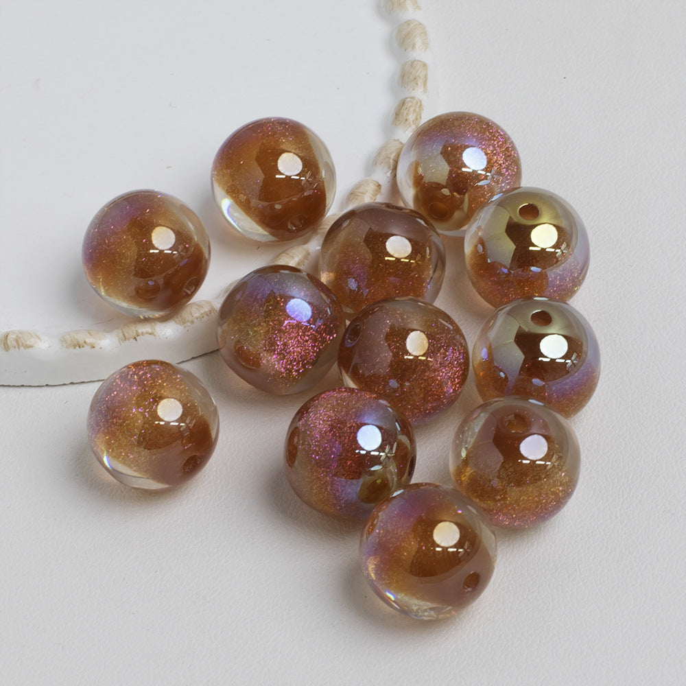 Shimmer Crystal Resin Beads 12mm Round Glossy Mixed Colors 40pcs 10