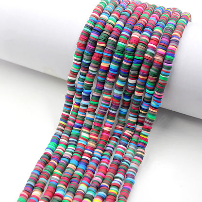 Flat Disc Clay Beads 6mm Colorful Matte Polymer 10strands 39
