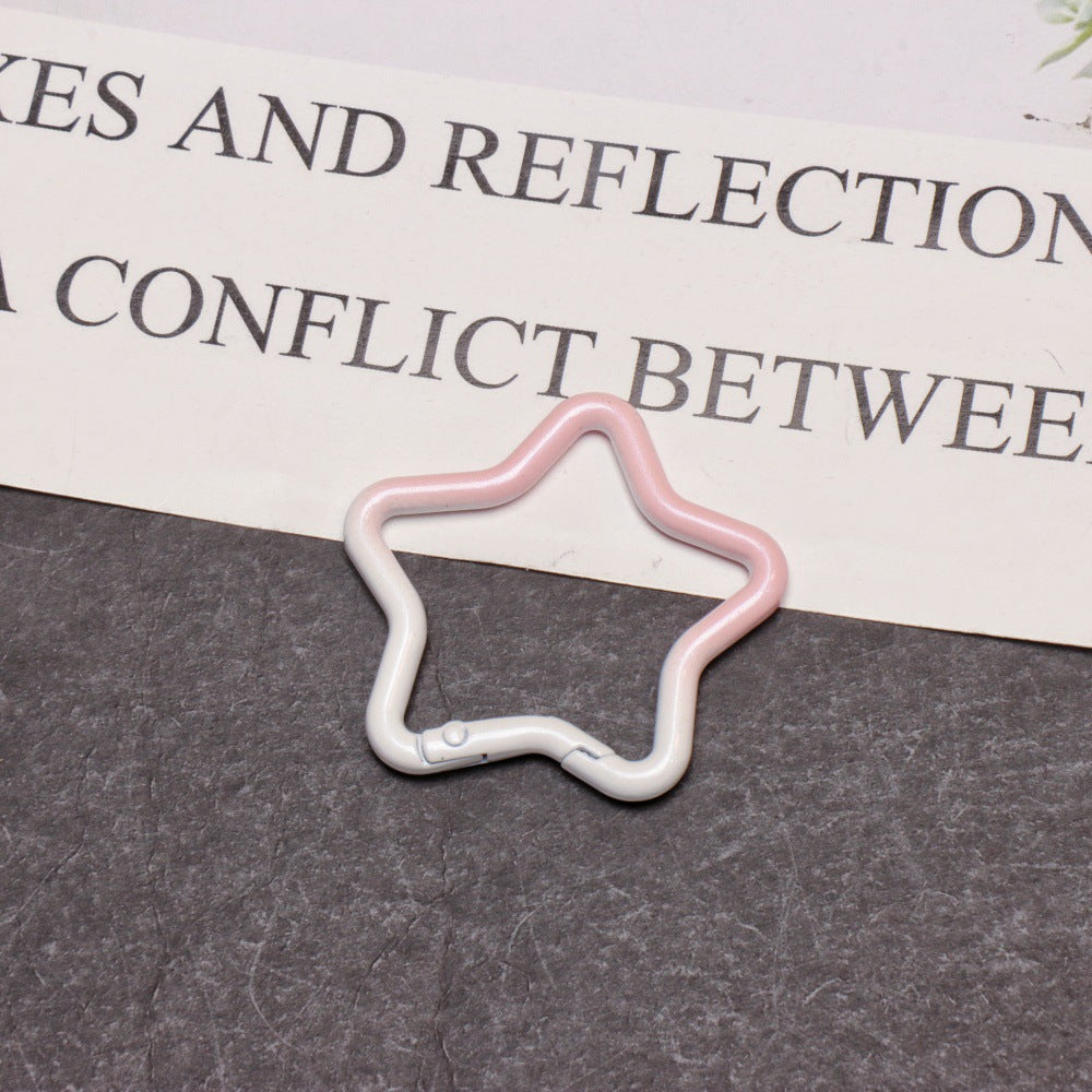 Alloy Gradient Pearlescent Star Trigger Spring Keyrings 4pcs 43mm 10