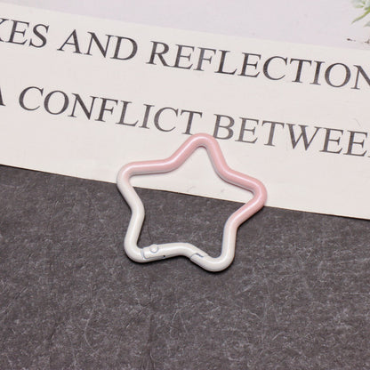 Alloy Gradient Pearlescent Star Trigger Spring Keyrings 4pcs 43mm 10