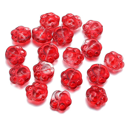 Bear Paw Transparent Glass Beads 14x15mm Assorted Colors 20pcs 16