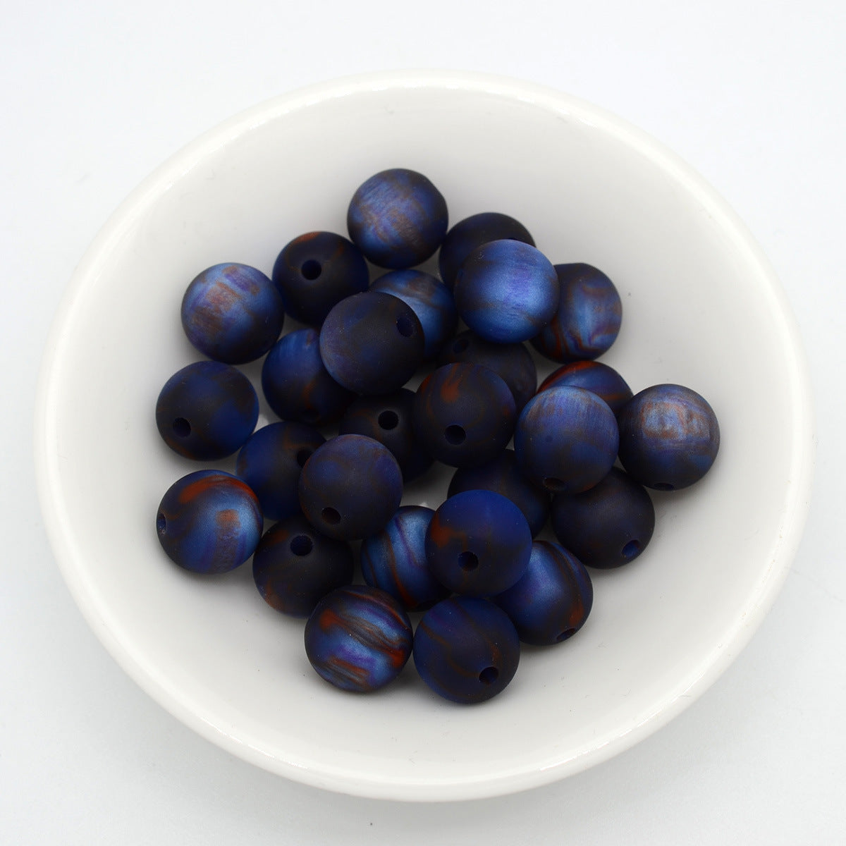 Matte Coloring Striped Resin Beads 10mm Round Mixed Colors 100pcs 7