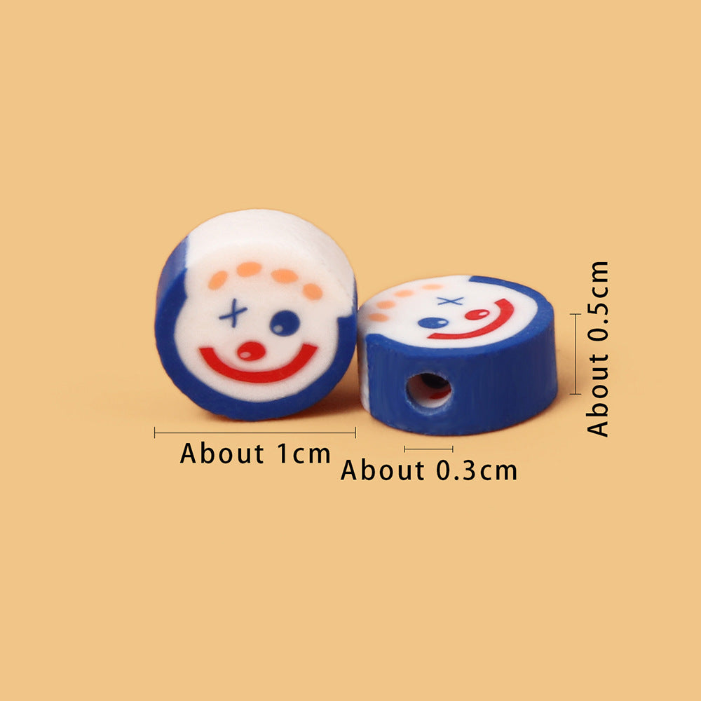 Flat Clay Beads 10mm Clown Anime Colorful Polymer 100pcs 2