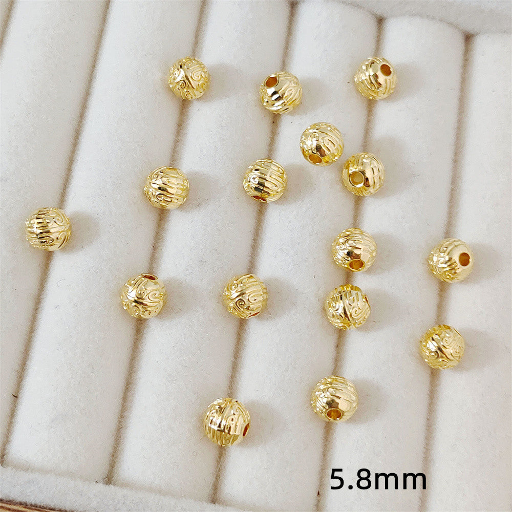 Round Metal Beads 5.8mm Tibetan Pattern Antique Silver Gold Tone 100pcs 4