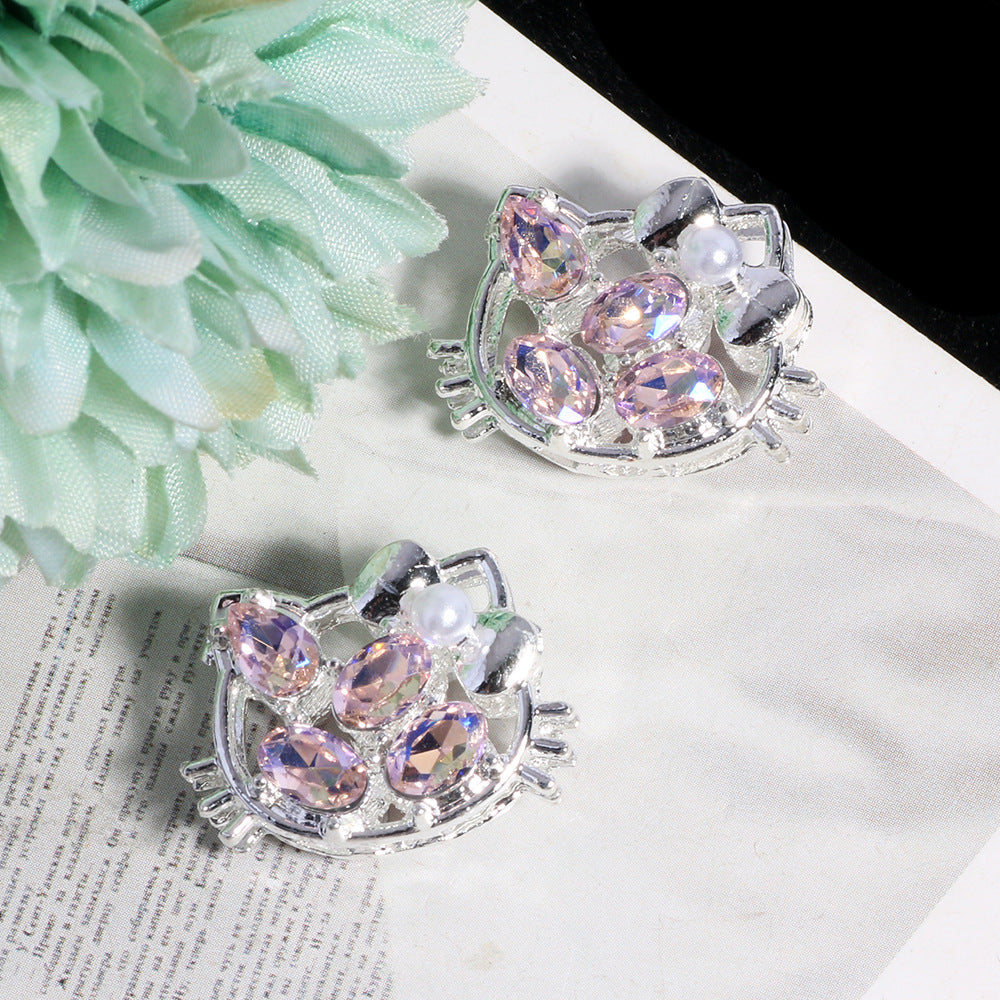 Ball Rhinestone Beads 20mm Pave Hello KT Alloy 2pcs 7