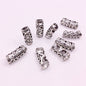 Tibetan Tube Metal Beads 9mm 26mm Antique Silver Pattern Zinc Alloy 50pcs