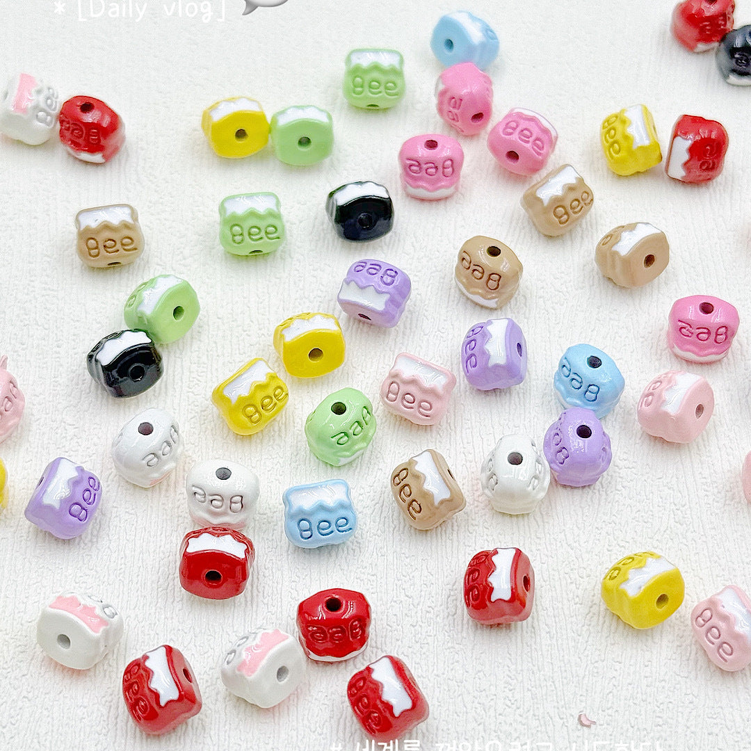 Bear and Honeypot Metal Beads 13mm Hand-Painted Colorful 10pcs 3