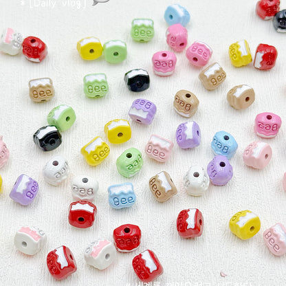 Bear and Honeypot Metal Beads 13mm Hand-Painted Colorful 10pcs 3