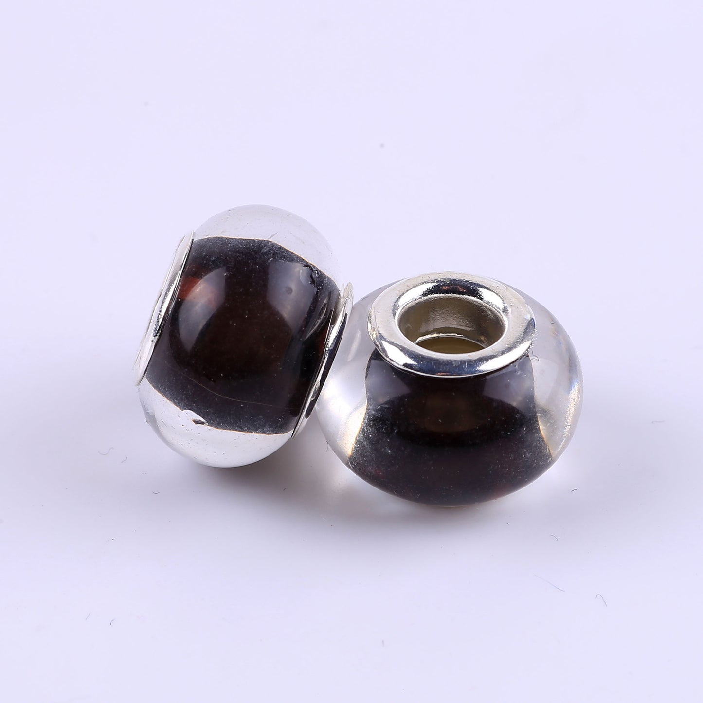 Acrylic Spacer Beads 14mm Glossy Transparent Dyed Core 100pcs 13