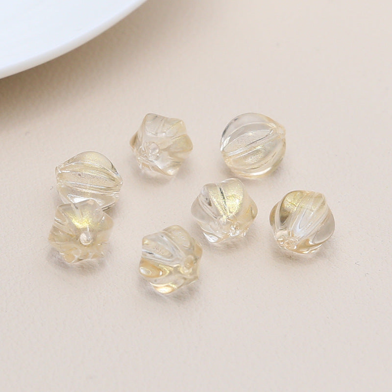 Czech Glass Beads Ribbed Vintage Style 8mm Transparent Pastel 10pcs 14