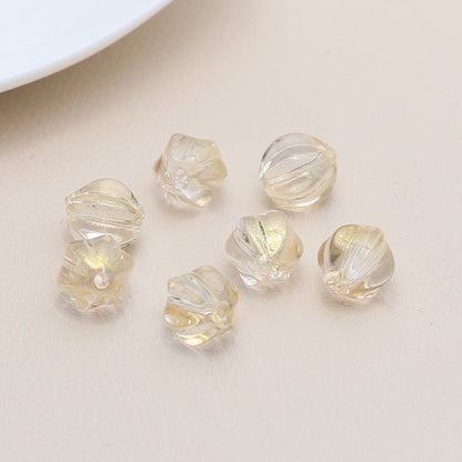 Czech Glass Beads Ribbed Vintage Style 8mm Transparent Pastel 10pcs 14