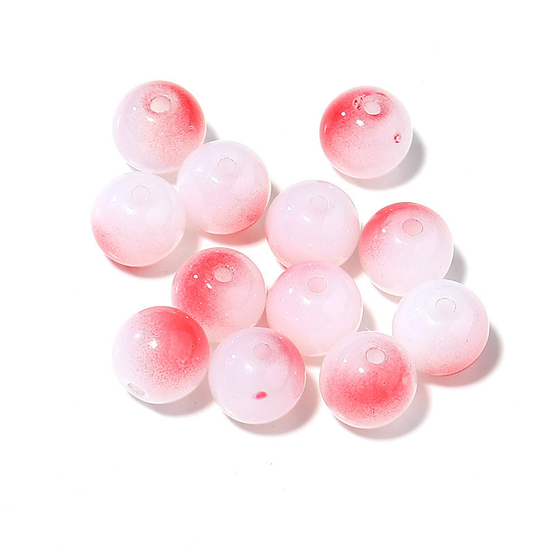 Transparent Round Glass Beads 8mm Color Plated Mixed Colors 50pcs 9