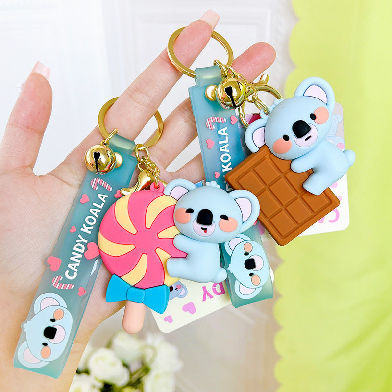 PVC Candy Koala Keychain Pastel Blue Vibrant Candy Shapes 2