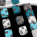 Polymer Clay Square Rhinestone Beads 14mm Blue Grey Leopard 3pcs 3