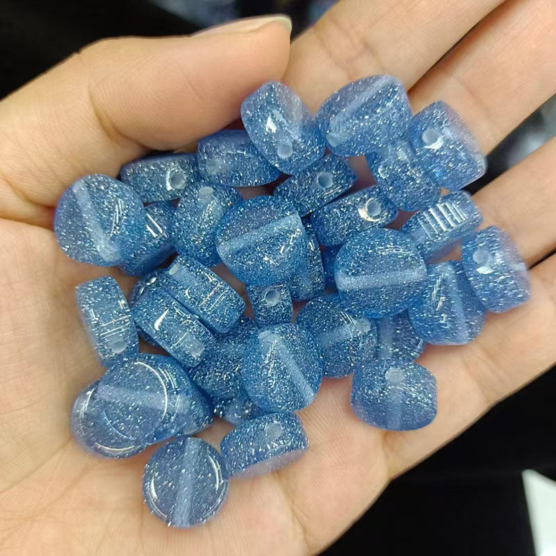 Glitter Resin Beads 12mm Flat Disc Sparkle Mixed Colors 20pcs 2