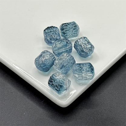 Electroplated Transparent Glass Beads 12mm Etched Rainbow Pattern 100pcs 9