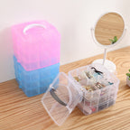 Clear Plastic Storage Organizer Box 3-Layers 18 Compartments 15cm 1pc