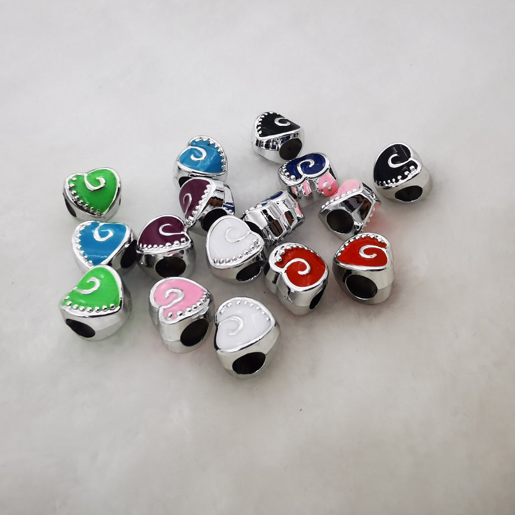 Heart Enamel CCB Plastic Acrylic Beads 12mm Colorful Mixed 50pcs 3