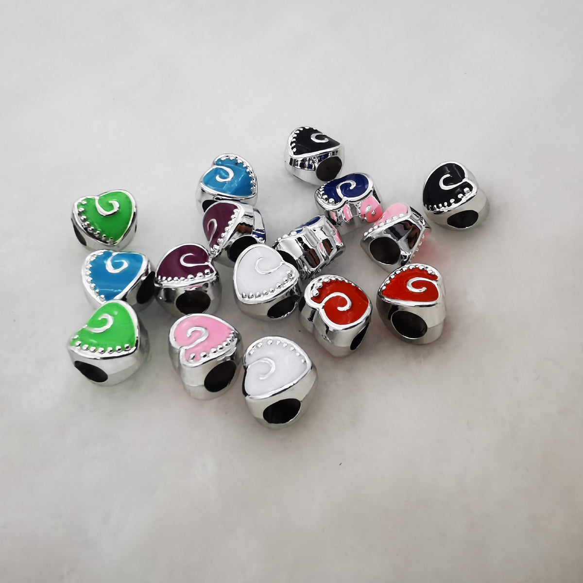 Heart Enamel CCB Plastic Acrylic Beads 12mm Colorful Mixed 50pcs 3
