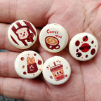 Rubberized Coffee Acrylic Flat Round Beads 18mm Matte Finish 100pcs 6