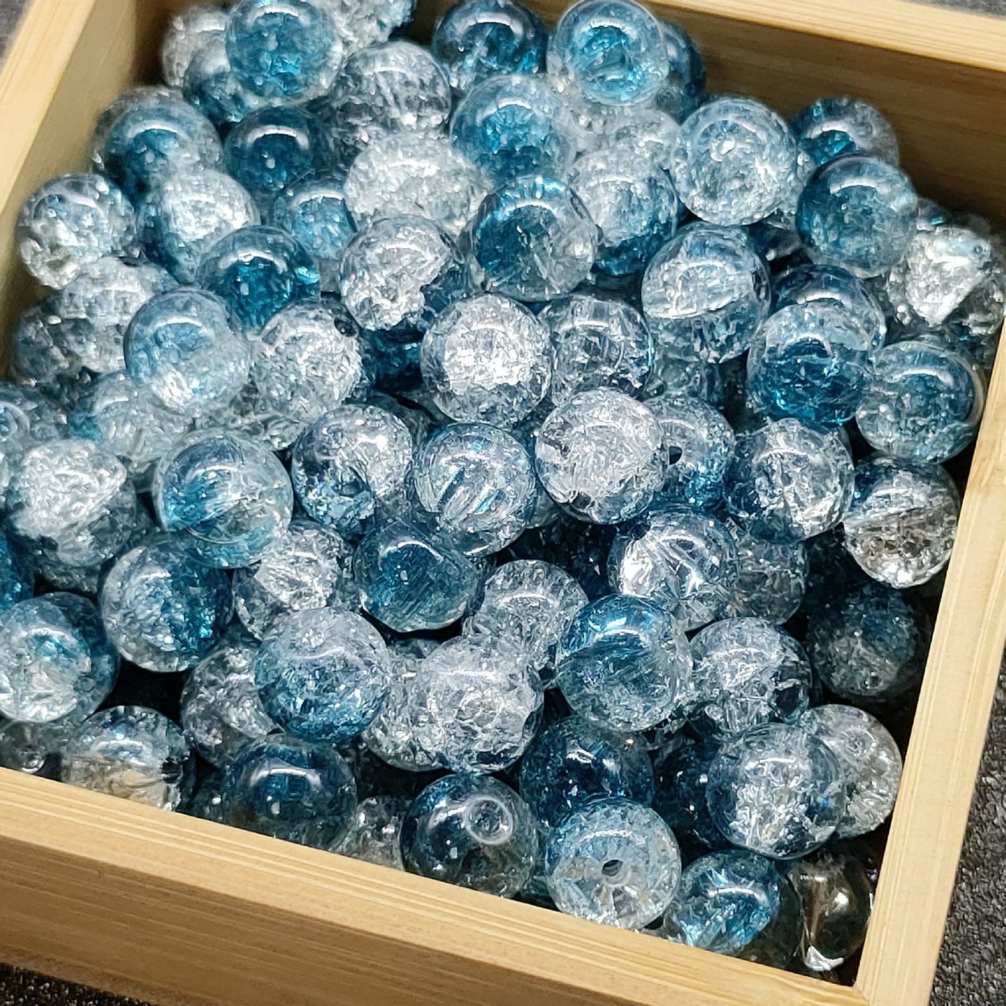 Crackle Glass Beads Round 10mm Transparent Mixed Colors 50pcs 17