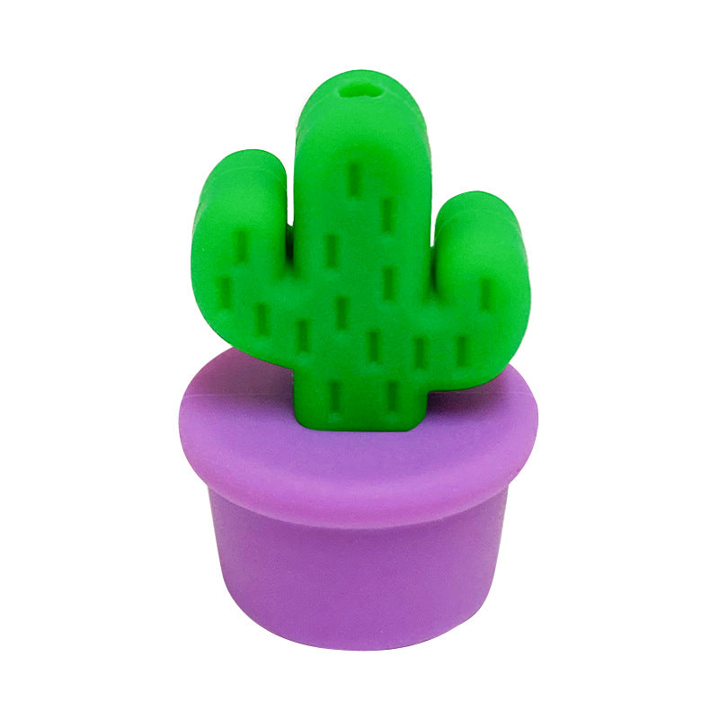 Silicone 3D Focal Beads Flowerpot Cactus Textured Vibrant Pots 20pcs 11