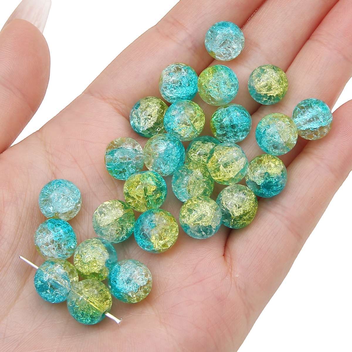 Crackle Round Glass Beads 10mm Assorted Colors 40pcs 34