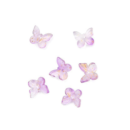 Czech Glass Butterfly Beads 11mm Translucent Pastel Gold Foil 10pcs 12