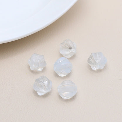 Czech Glass Beads Ribbed Vintage Style 8mm Transparent Pastel 10pcs 10