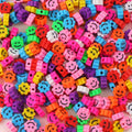 Flower Clay Beads 9mm Colorful Smiley Face With Star Eyes 100pcs