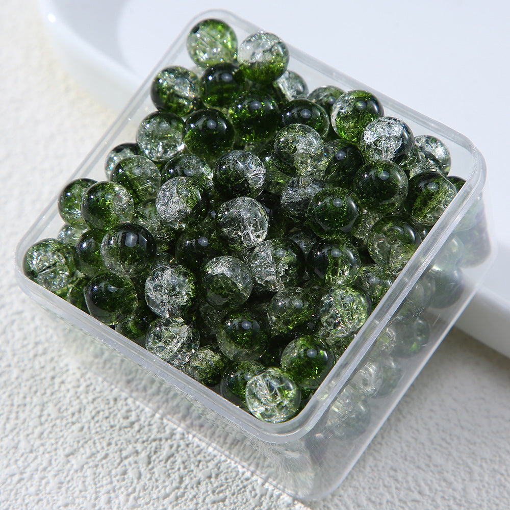 Gradient Crackle Round Glass Beads 10mm Vibrant Mixed Colors 60pcs 13