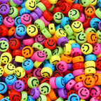 Smiling Face Flat Acrylic Beads 7x4mm Colorful Mixed 200pcs